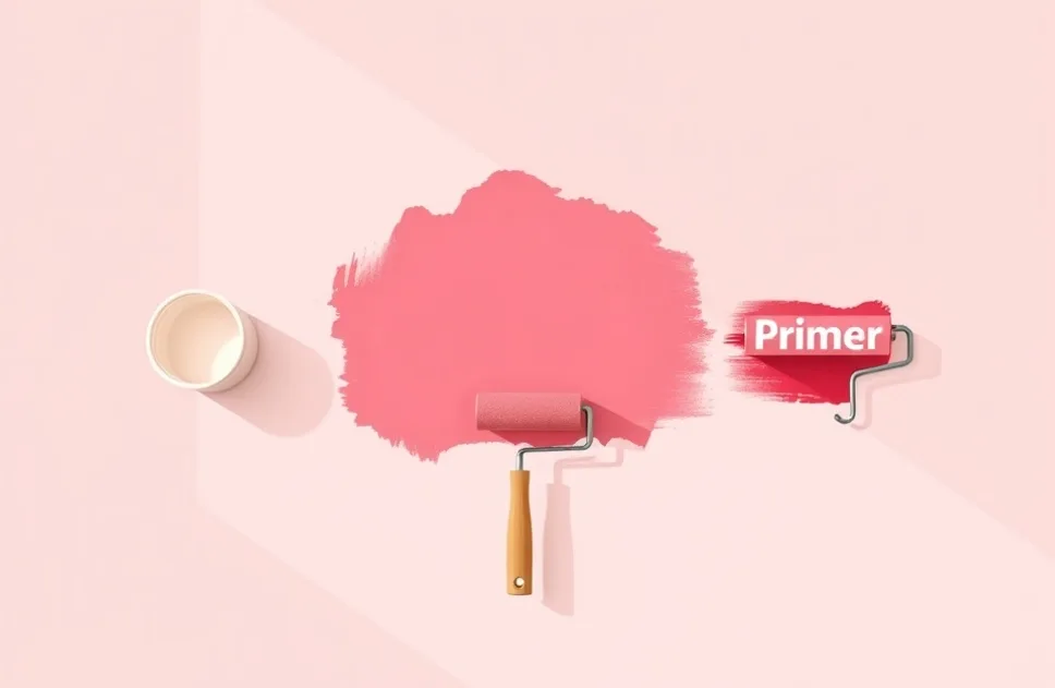 Outils de peinture disposés dans l'ordre des étapes du chantier